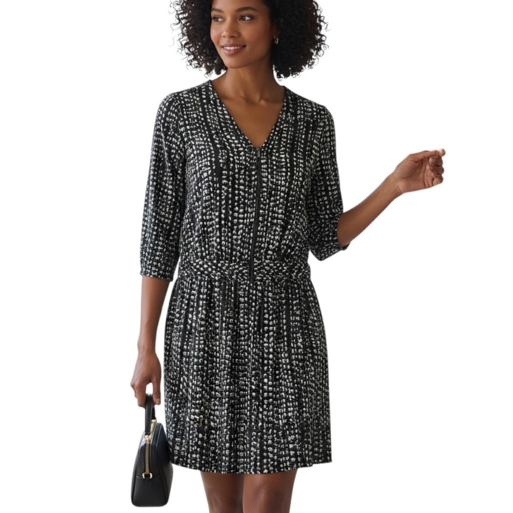 Comptoir des Cotonniers Women's Dress Size XS Black White Print Drop Waist